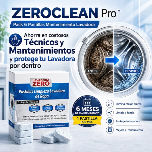 ZEROCLEAN Pro™ Pack 6 Pastillas Mantenimiento Lavadora