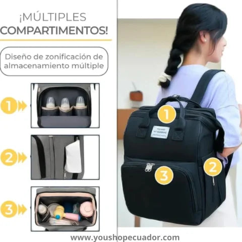 BabyKit™ Mochila pañalera 3 en 1 para moverte sin complicaciones