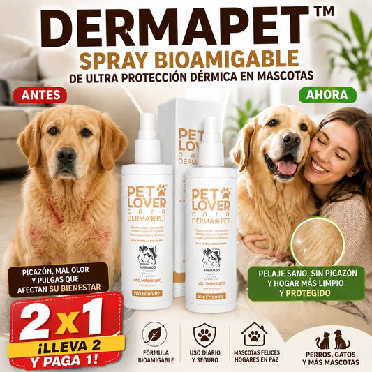 DERMAPET™ Spray bioamigable de ultra protección dérmica en mascotas + PROMO 2X1 🎁
