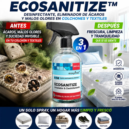 ECOSANITIZE™ Desinfectante, Eliminador De Ácaros Y Malos Olores en colchones y textiles
