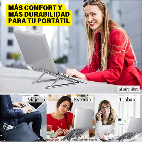 AlumiStand™ Soporte ergonómico de aluminio que mantiene tu laptop fresca