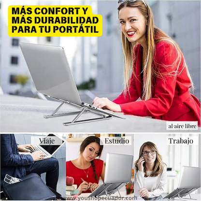 AlumiStand™ Soporte ergonómico de aluminio que mantiene tu laptop fresca
