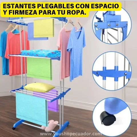 DryWheel® Tendedero Rodante Plegable para secar tu ropa en cualquier lugar