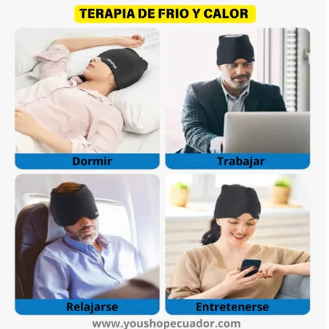 GORRO DE GEL TERAPÉUTICO Alivia el dolor de cabeza y migrañas al instante + PROMO 2X1 🎁
