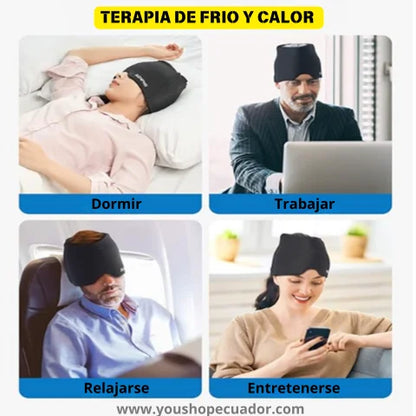 GORRO DE GEL TERAPÉUTICO Alivia el dolor de cabeza y migrañas al instante + PROMO 2X1 🎁