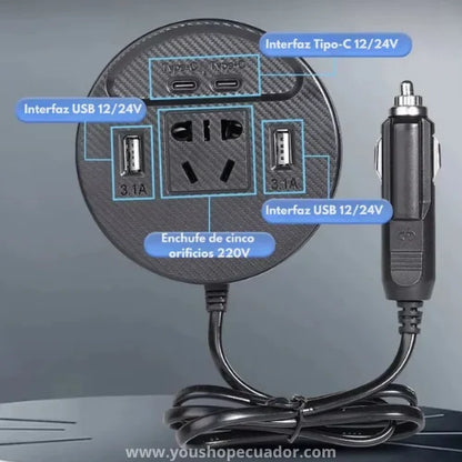 INVERSOR PRO MAX® Convierte el encendedor de tu vehículo en un tomacorriente multifuncional