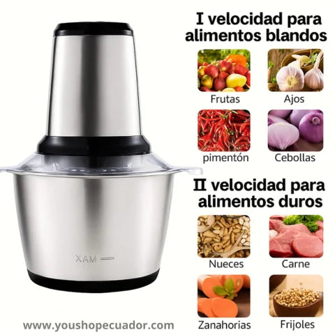CortaMix™ Picadora eléctrica inoxidable (anti-olores y manchas) para carnes, verduras y granos