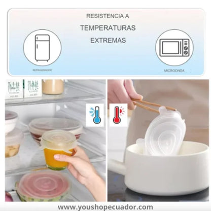 SealFresh™ Set de 6 Tapas de silicona selladoras Anti-derrames + PROMO 2 SET X 1