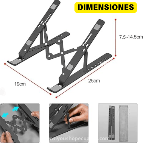 AlumiStand™ Soporte ergonómico de aluminio que mantiene tu laptop fresca