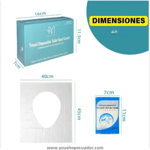 Caja de 50 cubiertas protectoras de inodoro para un baño libre de infecciones