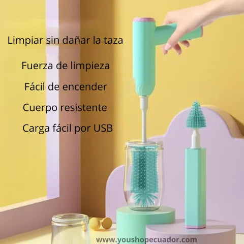 TURBOCLEAN™ Limpiador inalámbrico para envases hondos donde no llega la esponja