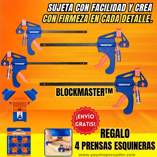 BLOCKMASTER™ 4 abrazaderas de barra + Regalo 4 Prensas Esquineras para Carpintería 🎁