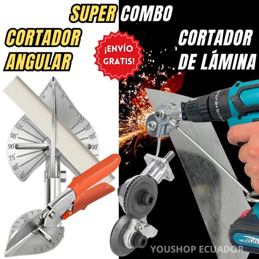 COMBO Cortador de precisión multi-ángulo ajustable + cortador de placa para taladro