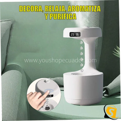 Humidificador Anti Gravedad Gotas de Agua/Anti Estrés + Obsequio 12 esencias