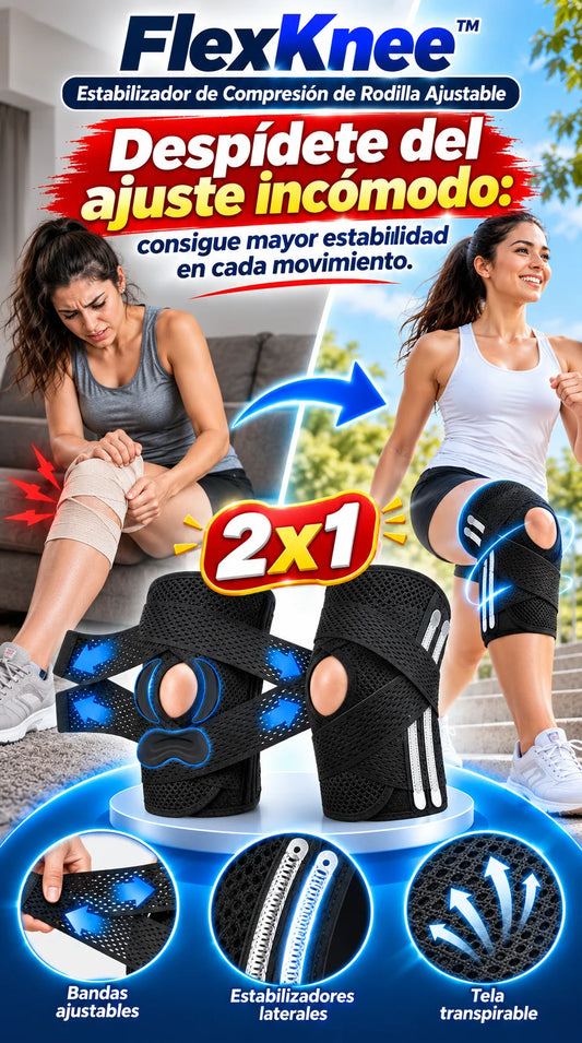 FlexKnee™ Estabilizador de Compresión de Rodilla Ajustable + PROMO 2X1