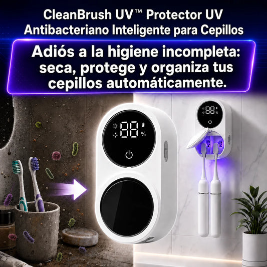 CleanBrush UV™ Protector UV Antibacteriano Inteligente para Cepillos
