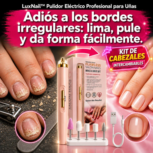 LuxNail™ Pulidor Eléctrico Profesional para Uñas + Kit de cabezales intercambiables