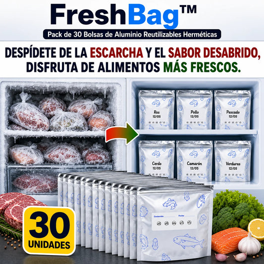FreshBag™ Pack de 30 Bolsas de Aluminio Reutilizables Herméticas