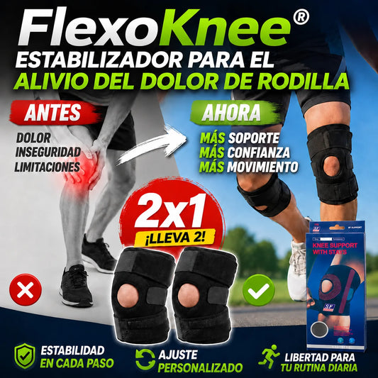 FlexoKnee® Estabilizador para el alivio del dolor de rodilla + PROMO 2X1