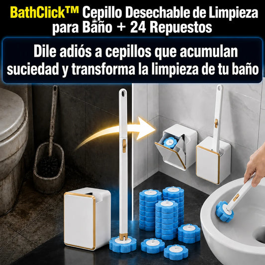 BathClick™ Cepillo Desechable de Limpieza para Baño + 24 Repuestos
