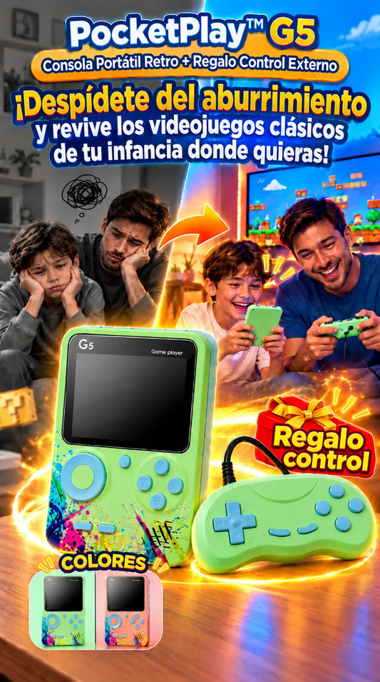 PocketPlay™ G5 Consola Portátil Retro + Regalo Control Externo