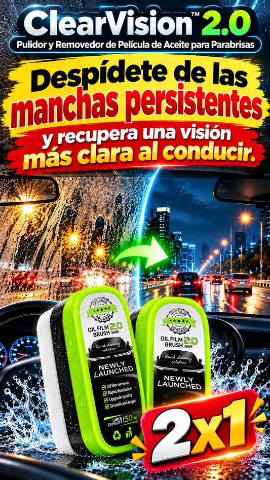 ClearVision™ 2.0 Pulidor y Removedor de Película de Aceite para Parabrisas + PROMO 2X1