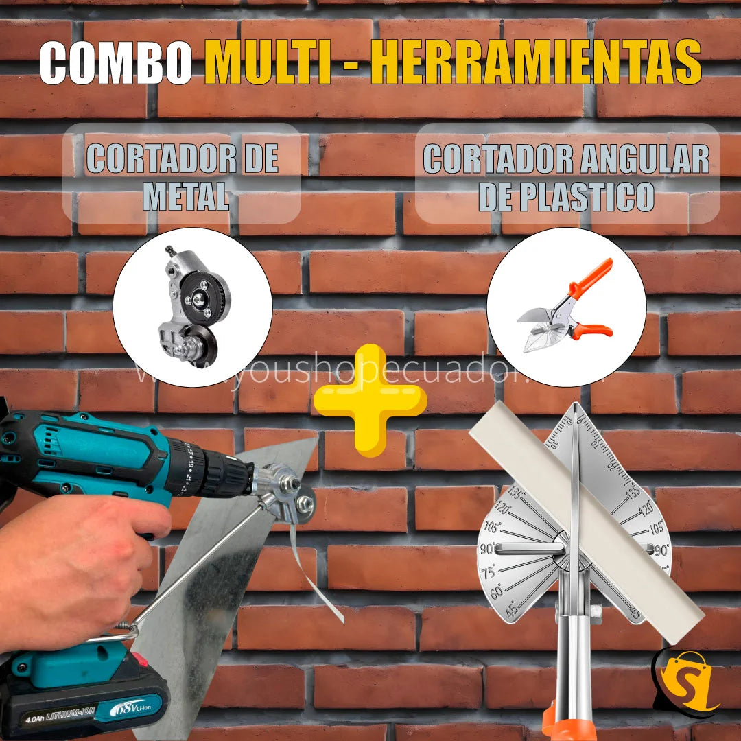 COMBO Cortador de precisión multi-ángulo ajustable + cortador de placa para taladro