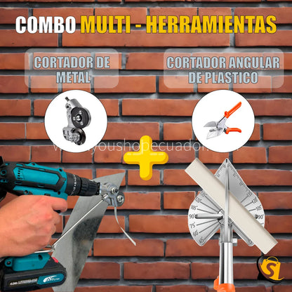 COMBO Cortador de precisión multi-ángulo ajustable + cortador de placa para taladro
