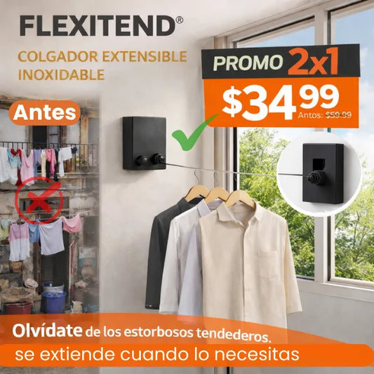 FLEXITEND® COLGADOR EXTENSIBLE INOXIDABLE + PROMO 2X1
