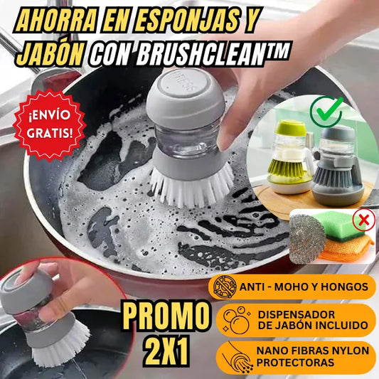 BRUSHCLEAN Cepillo 2 en 1 Limpia y Remueve grasa + PROMO 2X1