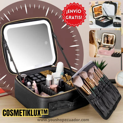 COSMETIKLUX™ Organizador de maquillaje con luz y espejo ¡MAQUILLAJE PERFECTO! 💄