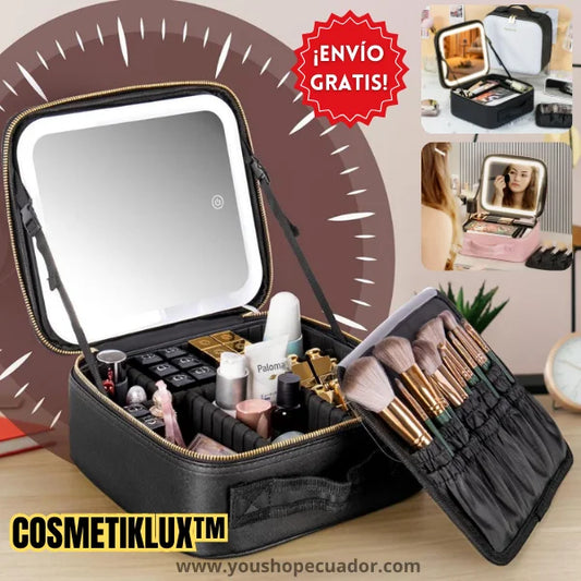 COSMETIKLUX™ Organizador de maquillaje con luz y espejo ¡MAQUILLAJE PERFECTO! 💄