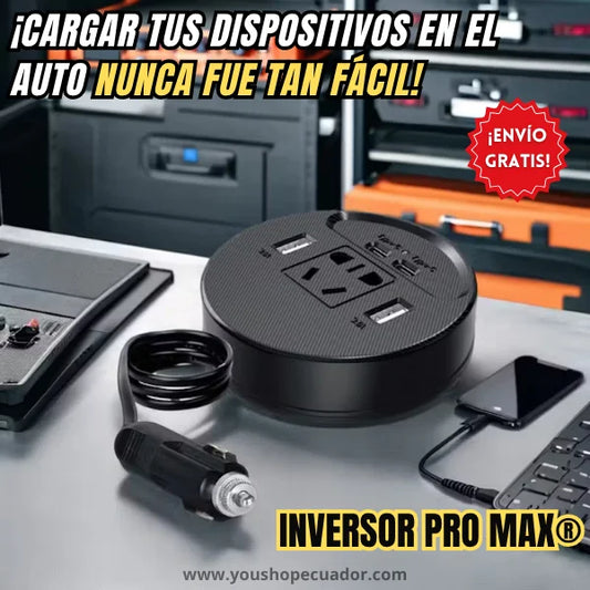 INVERSOR PRO MAX® Convierte el encendedor de tu vehículo en un tomacorriente multifuncional