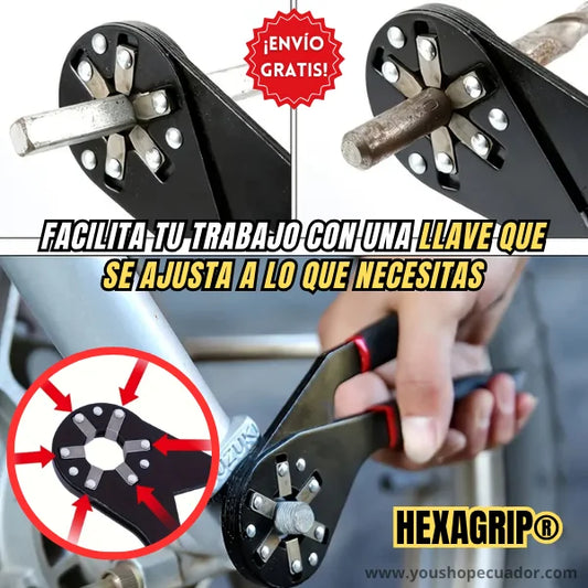 HexaGrip® Llave de compresión Auto-Ajustable a múltiples tuberías y pernos