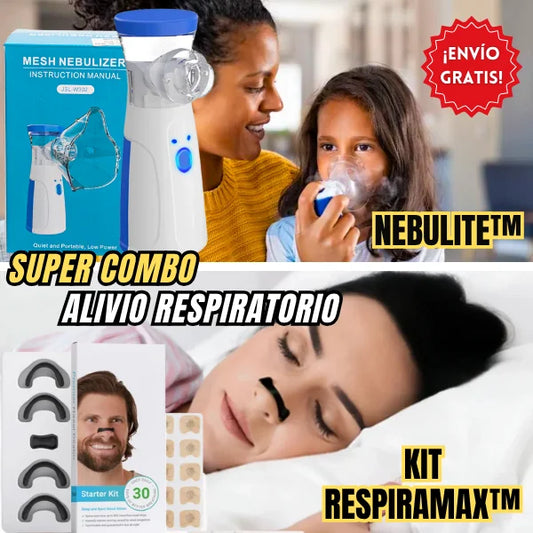 SUPER COMBO NEBULIZADOR PORTATIL + KIT DILATADORES NASALES (El cuidado respiratorio que mereces)