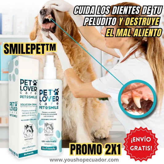 SMILEPET™ Spray bioamigable de ultra protección dental y mal aliento en mascotas + PROMO 2X1 🎁