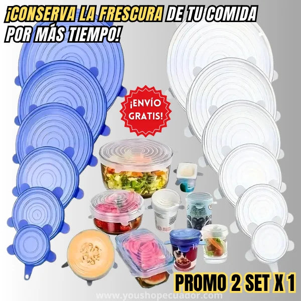 SealFresh™ Set de 6 Tapas de silicona selladoras Anti-derrames + PROMO 2 SET X 1