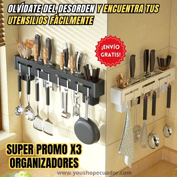 Soporte Organizador Inoxidable de utensilios de Cocina + PROMO X3 🎁