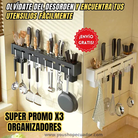 Soporte Organizador Inoxidable de utensilios de Cocina + PROMO X3 🎁