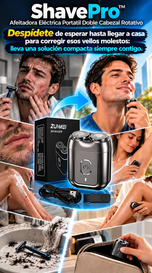 ShavePro™ Afeitadora Eléctrica Portatil Doble Cabezal Rotativo