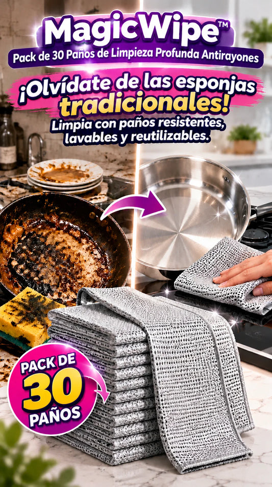 MagicWipe™ Pack de 15 Paños de Limpieza Profunda Antirayones