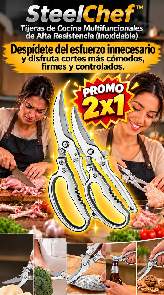 SteelChef™ Tijeras de Cocina Multifuncionales de Alta Resistencia (Inoxidable)