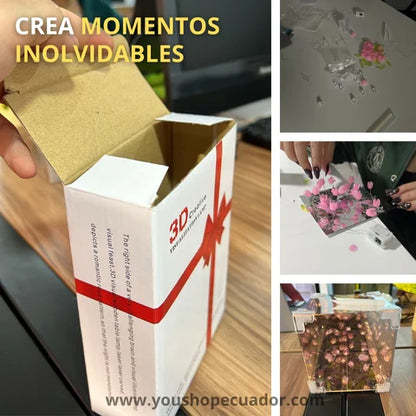 TULIPANES INFINITOS 3D Lámpara armable en forma de cubo