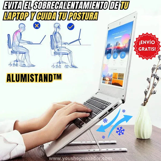 AlumiStand™ Soporte ergonómico de aluminio que mantiene tu laptop fresca
