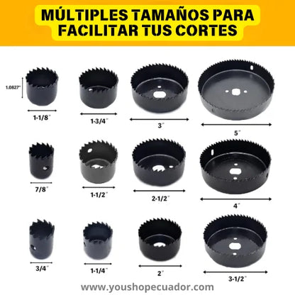 PerfoSet 16™  Kit completo de sierras en copa + Regalo Set de Brocas Avellanadoras 🎁